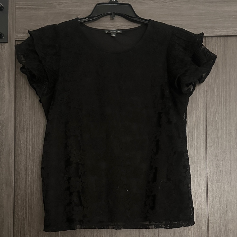 Euc Adrianna Papell Elegant Black Lace Top size Large